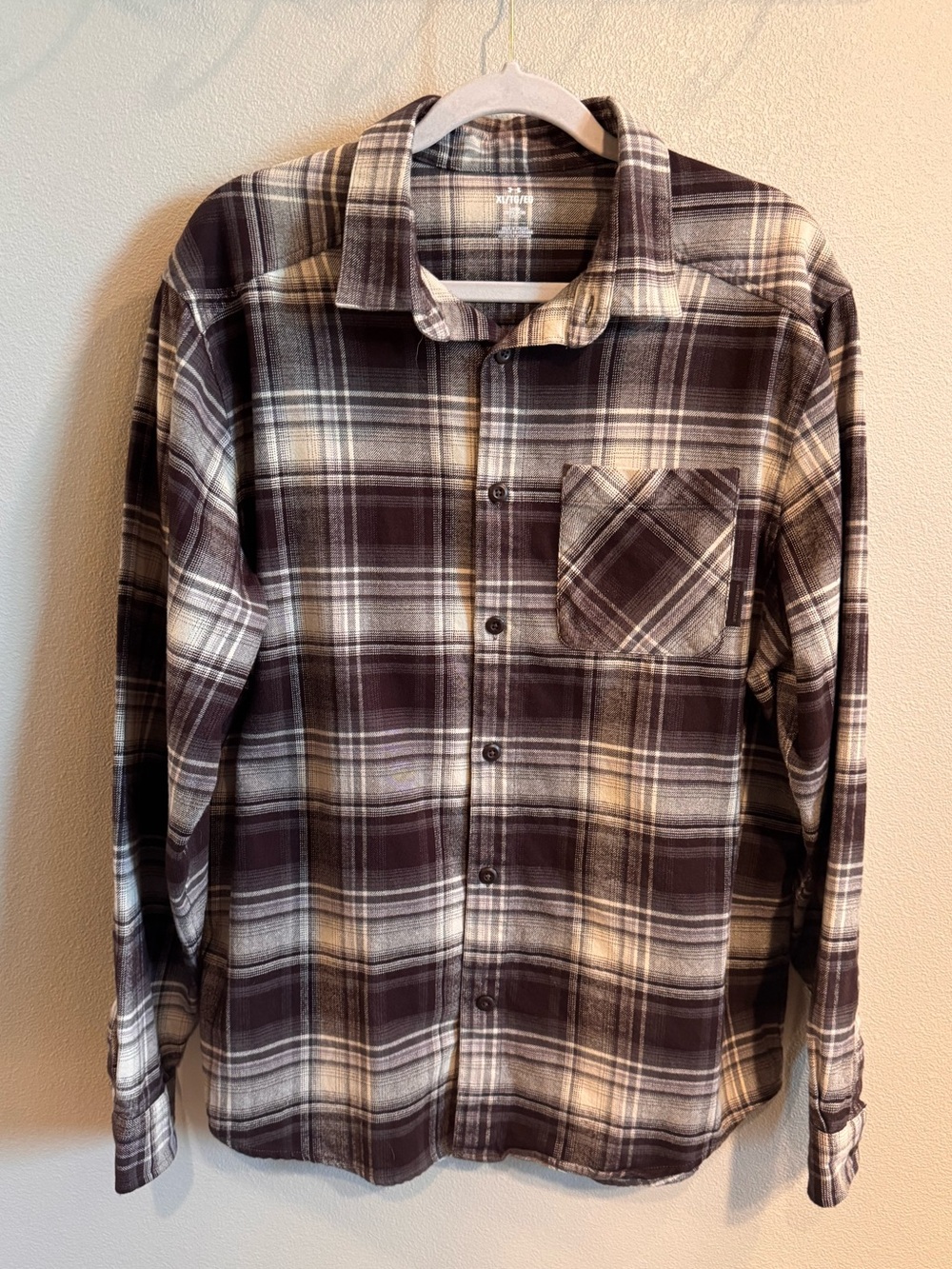 Under Armour Men's Brown and Cream Plaid Button-Down Flannel Shirt
